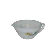 VTG Anchor Hocking Fire King Batter Bowl Blue Leaf Motif Milk Glass Mixing Bowl 