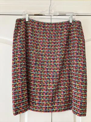 Falda lápiz recta ESCADA talla 46 EE. UU. 16 rosa azul verde multicolor tweed brillante Foto 1 de 4