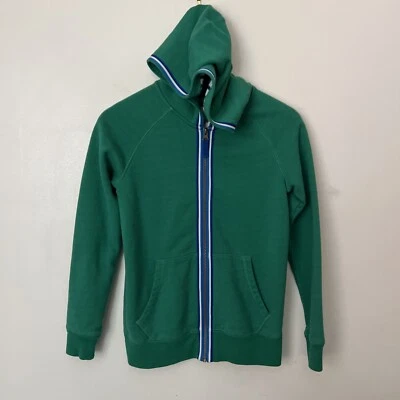 Mini Boden French Terry Hoodie Boys 11 12 Green Blue White Cotton Light Jacket - Image 1 of 4