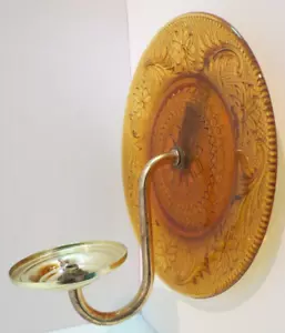 Tiara Amber Glass Sandwich Collection Candle/Wall Sconce - Glass & Metal Base - Picture 1 of 9
