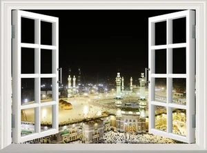 Calcomanía de pared islámica Hajj La Meca 3D ventana falsa pegatina póster mural papel tapiz arte - Imagen 1 de 6