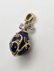 Antique Fabergé Egg Pendant 18kt White And Yellow Gold,Diamonds And Lapis Lazuli - Picture 1 of 11