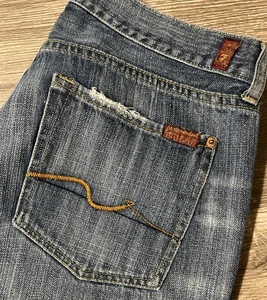 7 For All Mankind Boot Cut Medium Wash Mid Rise Women’s Blue Jeans Size 34x32 - Picture 1 of 12
