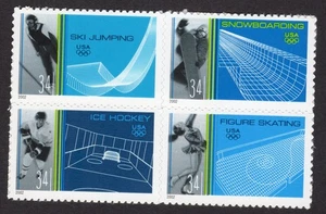 Scott #3555a Winter Sports (Ice Hockey) Block of 4 Stamps - MNH - Picture 1 of 1