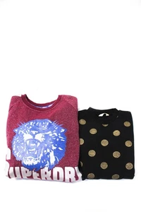 Super Dry Arche Reve Womens Graphic Sweatshirts Red Black Size XS/S 38 Lot 2 - Picture 1 of 5