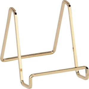TRIPAR Square Metal Wire Stand, Brass Finish (4-Inch Depth) - Tabletop  - Picture 1 of 6