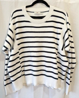 Suéter Vineyard Vines Para Mujer XL Blanco Azul Marino Rayas Algodón Cuello Redondo Calce Clásico Foto 1 de 4