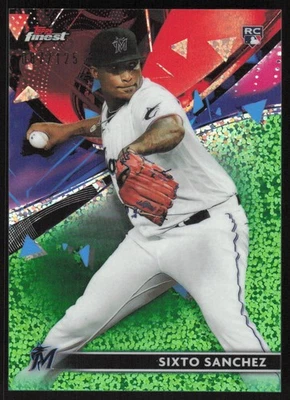 2021 Topps Finest Green Speckle Refractor #47 Sixto Sanchez /125 Miami Marlins - Image 1 of 2