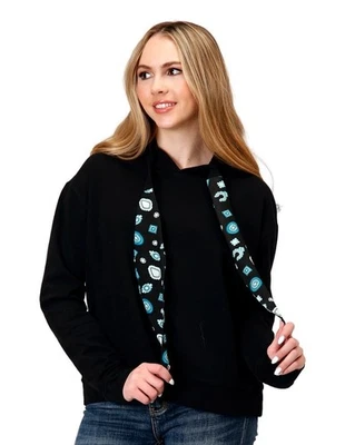 Sudadera con capucha negra Roper Western para mujer 03-098-0514-0170 BL Foto 1 de 2