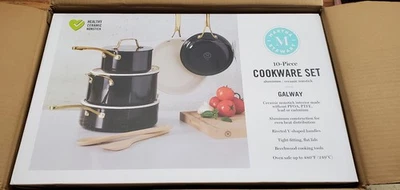 Conjunto de panelas Martha Stewart Galway alumínio cerâmica antiaderente 10 peças preto - Imagem 1 de 4