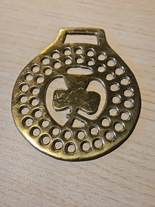 Vintage Brass Horse Harness Bridle Medallion Tack Clover Hanging Rare HTF - Picture 1 of 7