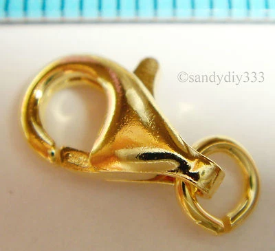 2x REAL 18K GOLD plated STERLING SILVER LOBSTER CLASP 11mm G050 - Image 1 of 2