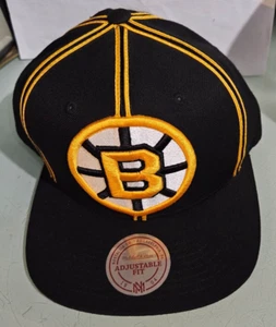 Mitchell & Ness Nostalgia Co BOSTON BRUINS Gorra Snapback Sombrero Negro con Parche - Imagen 1 de 3