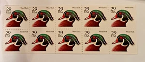 US SCOTT #2484a BOOKLET PANE of 10 ~ 29c ~ 1991 WOOD DUCK ~ Never folded ~ MNH - Picture 1 of 1