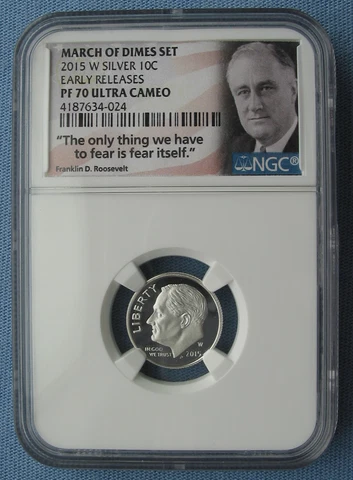 2015 W Silver Proof Roosevelt Dime March of Dimes Set NGC PF 70 UCAM ER 10C pr70 Cover