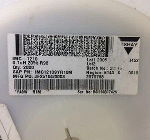 IMC1210SYR10M VISHAY FIXED IND 100NH 450MA 440MOHM SMD 100 PIECES - Picture 1 of 1