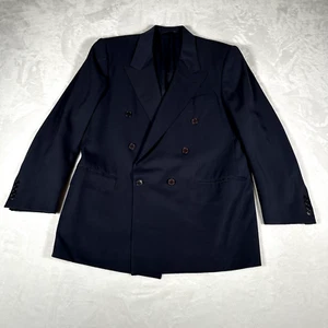 Sulka Men Blazer Size EUR 50R USA 40R Made in Italy Double Breasted Black - Picture 1 of 14