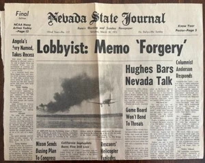 HOWARD HUGHES ANGELA DAVIS NIXON - PERIÓDICO ESTATAL BORMANN NEVADA 1972 - Imagen 1 de 12