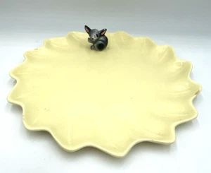 Vtg California USA Pottery Ceramic Yellow Platter Plate Gray Mouse 11" MCM FLAW - Picture 1 of 5