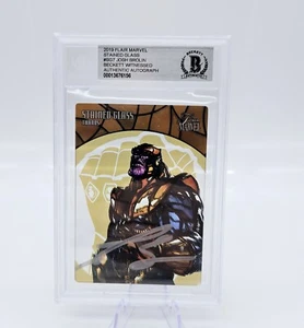 2019 Flair Marvel Stained Glass Thanos #SG7 Signed Josh Brolin Beckett COA - Picture 1 of 2