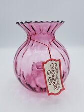 Pilgrim's Genuine Cranberry Blown Glass Vase Hand Made In West Virginia USA