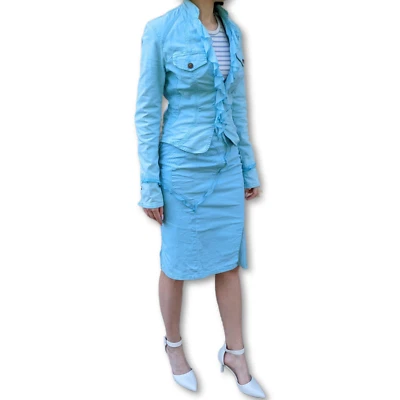 Jaqueta VERSACE Jeans Couture Terno Vintage + Saia Feminina Tamanho 28 XS/S Item Raro - Imagem 1 de 4