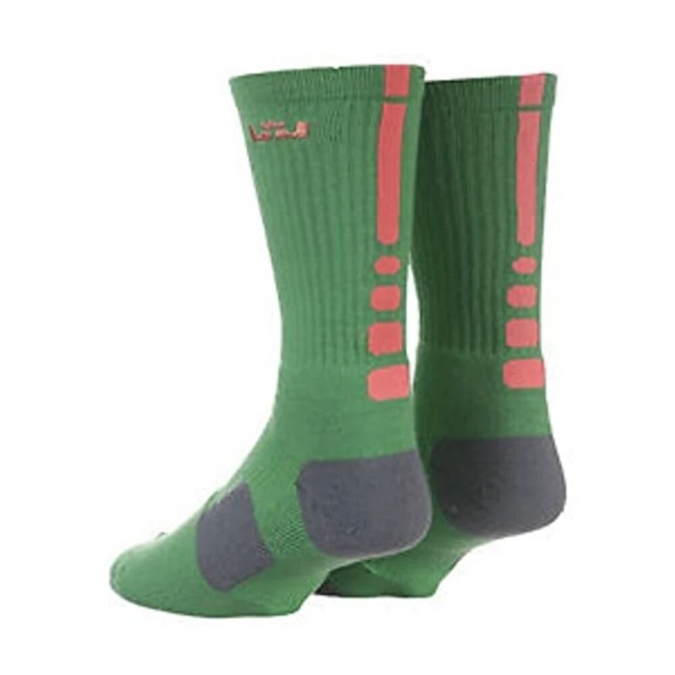 Nike Elite Lebron Crew Basketball Socks Bright Green w/Pink LARGE(8-12) 4696-308 - Image 1 of 1