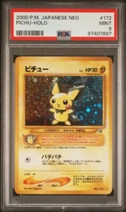 PSA 9 MINT Pokemon Japanese Pichu Holo Rare Neo Genesis No. 172 Swirl Fart - Picture 1 of 2