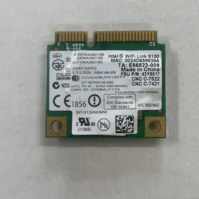Tarjeta WiFi de doble banda Intel Wi-Fi Link serie 5100 genuina 802.11a/b/g 512AN_HMW Foto 1 de 2
