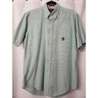 Vtg 90s Chaps Ralph Lauren Mens Button Down Shirt Medium Green White Stripes