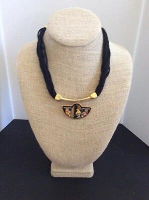 Authentic Michaela Frey Team Enamel Parrot Bird Braided Silk Cord Necklace Boho - Image 1 of 4