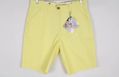Royal & Awesome 男式 9.5 英寸高尔夫短裤 32 Chino 粉彩黄色 + 绿色工具 — 第 1/4 张图片