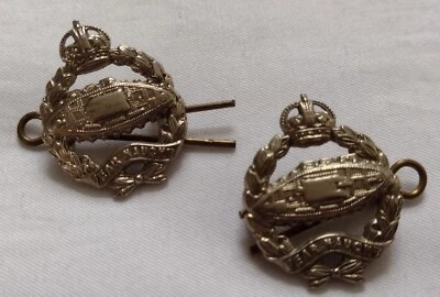 Royal Tank Corps Collar Badge KC 2 Lugs 30 mm ANTIQUE Original - PAIR - Image 1 of 4