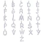 Pendentif chaîne cubaine lettre A-Z pierre pleine plaqué argent 20 pouces pendentif chaîne cubaine