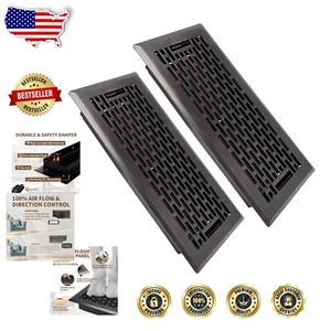 Registros de piso de bronce frotado con aceite - Ventilaciones de acero transitables 4x10, juego de 2 - Imagen 1 de 9
