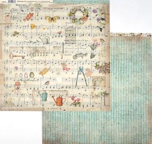 10 hojas, papel para álbum de recortes Stamperia doble cara 12x12 - música de jardín vintage - Imagen 1 de 1