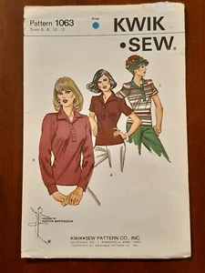 KWIK SEW PATTERN - 1063 LADIES SHIRT TOP TAB PLACKET FRONT BUTTONS 6-12 UNCUT - Picture 1 of 2