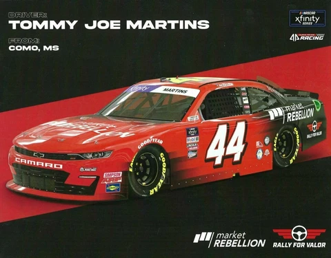 2022 TOMMY JOE MARTINS “MARKET REBELLION”#44 NASCAR XFINITY SERIES POSTCARD Cover