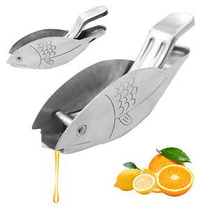 2pcs Fish Shape Portable Cute Manual Juicer Lemon Squeezer Home Stainless Steel