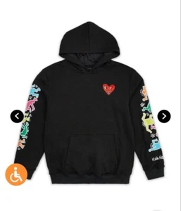 Keith Haring Heart Hoodie-Black Size 2XL - Picture 1 of 3