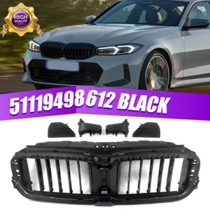 For 2021-23 BMW G30 G31 5Series LCI Front Kidney Grille Air Shutter Gloss Black - Picture 1 of 12