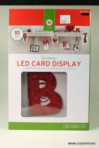 Pantalla de tarjetas de felicitación con 10 luces LED Objetivo Navidad Guirnalda "Be Merry" - Imagen 1 de 2