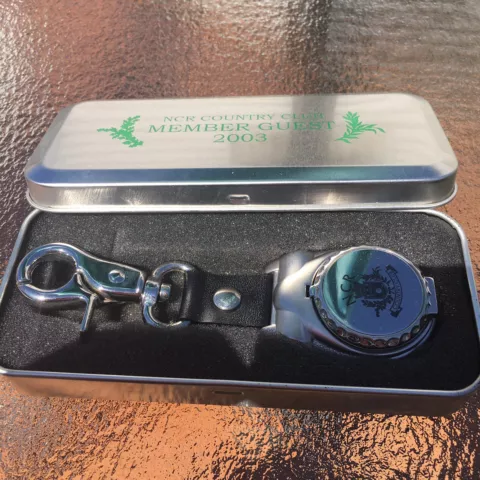Vintage NCR Country Club Golf Course 2003 Member Guest Watch Fob In Metal Tin Cover