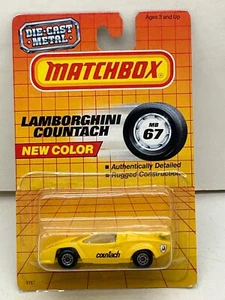 1987 MATCHBOX SUPERFAST #67 YELLOW LAMBORGHINI COUNTACH LP 5000S NEW ON CARD - Picture 1 of 5