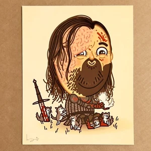 THE HOUND Print GAME OF THRONES Mike Mitchell PUPPIES Just Like Us JLU Bird Food - Picture 1 of 3