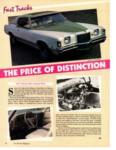 1971 PONTIAC GRAND PRIX HURST SSJ ~ GREAT SINGLE-PAGE ARTICLE / AD - Picture 1 of 1