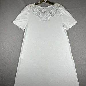 Hanro Zelda Women’s Sleepwear M Size D 42/44 White Lace Nightgown 39” Long - Picture 1 of 13