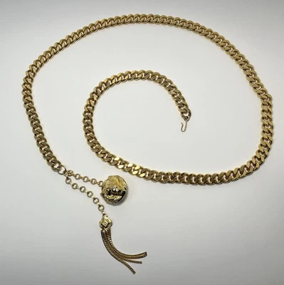 "Cinturón de cadena grueso dorado de diseñador de colección borla tigre chantiana 44"" Christian Dior? Foto 1 de 4