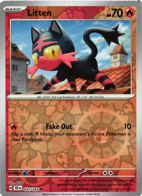 Litten - Reverse Holo 032/162 SV05: Temporal Forces NM - Image 1 of 2