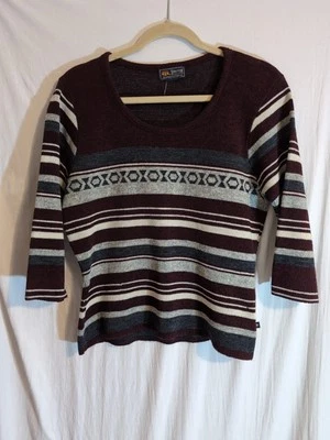 Suéter vintage para mujer L Route 66 a rayas Y2K manga 3/4 Foto 1 de 4